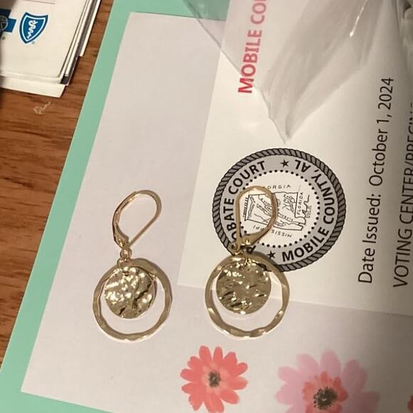 Women Gold and Silver Circle Drop Dangle Leverback Earrings Jewelry - Picture 4 of 5